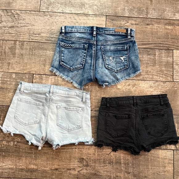 Lot of girls size 12 Denim Shorts - Blue, Light Blue, and Black - Picture 2 of 2